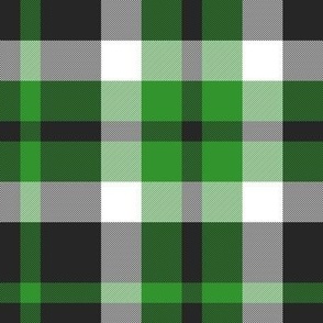 Nine Boxes Plaid in Green Black and White