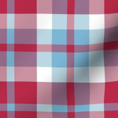 Nine Boxes Plaid in Red White and Sky Blue