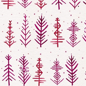 Christmas Tree Stripe Red on White Large