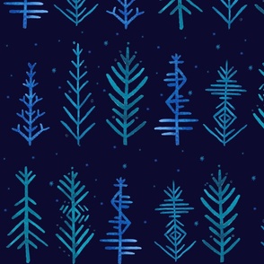 Christmas Tree Stripe Dark Blue Large