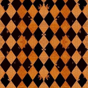 Harlequin Velvet Grunge Black and Golden Orange (1.33 inch diamonds)