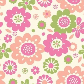 pink, Summer, Full bloom, 70s, 60s, florals