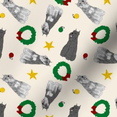 Tiny cropped Miniature Schnauzers - Christmas