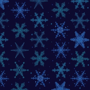 Winter Snowflakes Dark Blue Large
