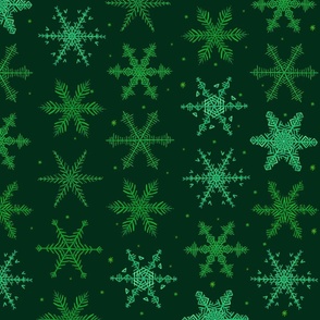 Winter Snowflakes Dark Green Large