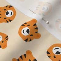 Tigers - cute tiger faces on cream - LAD22