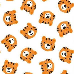 Tigers - cute tiger faces on white  - LAD22