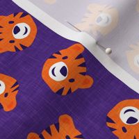 Tigers - cute tiger faces on purple - LAD22