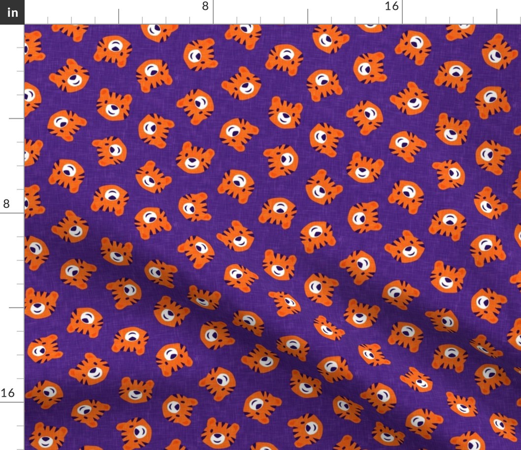 Tigers - cute tiger faces on purple - LAD22