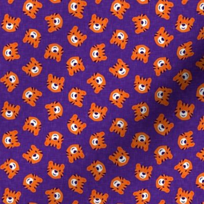 (small scale) Tigers - cute tiger faces on purple - LAD22