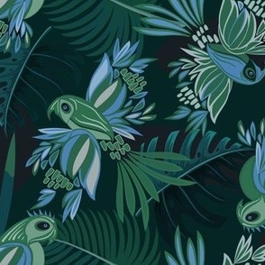 Parrots in DARK Green