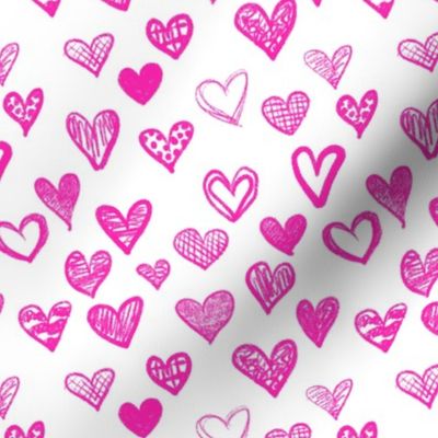 Hand drawn hearts White Pink small || girly feminine sweetheart valentine's day love kids room