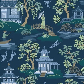 Chinoiserie Dark Blue Large Scale