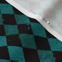 Harlequin Velvet Grunge Black and Teal (1.3 inch diamonds)
