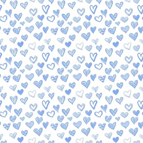 Hand drawn hearts White Pastel Blue small