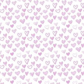 Hand drawn hearts White Pastel Pink small