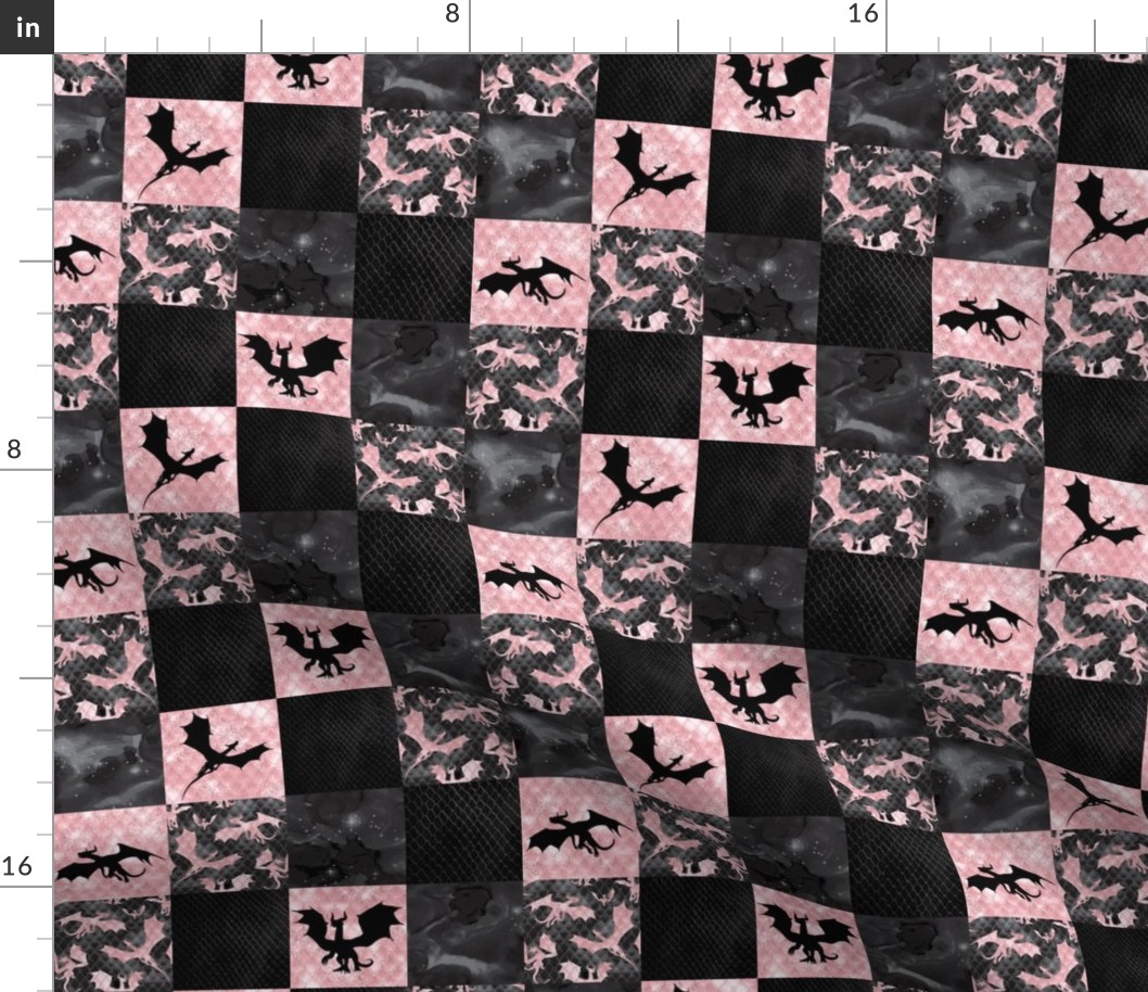 2” dragon patchwork - pink