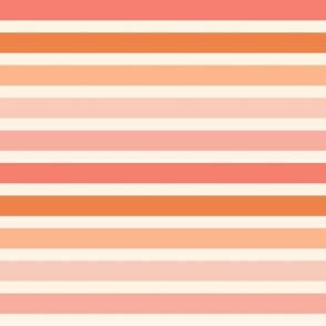 Pink and Orange Stripes 3/4" {on Cream}