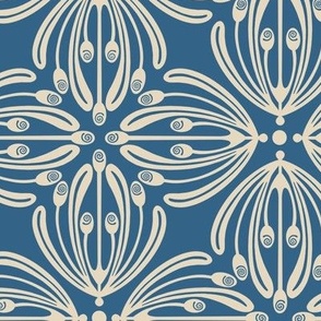 Spring Bulb Tile -blue/off white