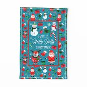 Large 27x18 Fat Quarter Panel Have a Holly Jolly Christmas for Wall Hanging or Tea Towel