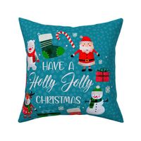 18x18 Panel Have a Holly Jolly Christmas for DIY Throw Pillow or Cushion Cover