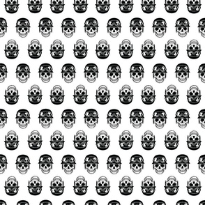Biker Skulls Black and White Small