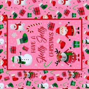  Large 27x18 Fat Quarter Panel Have a Holly Jolly Christmas for Wall Hanging or Tea Towel 