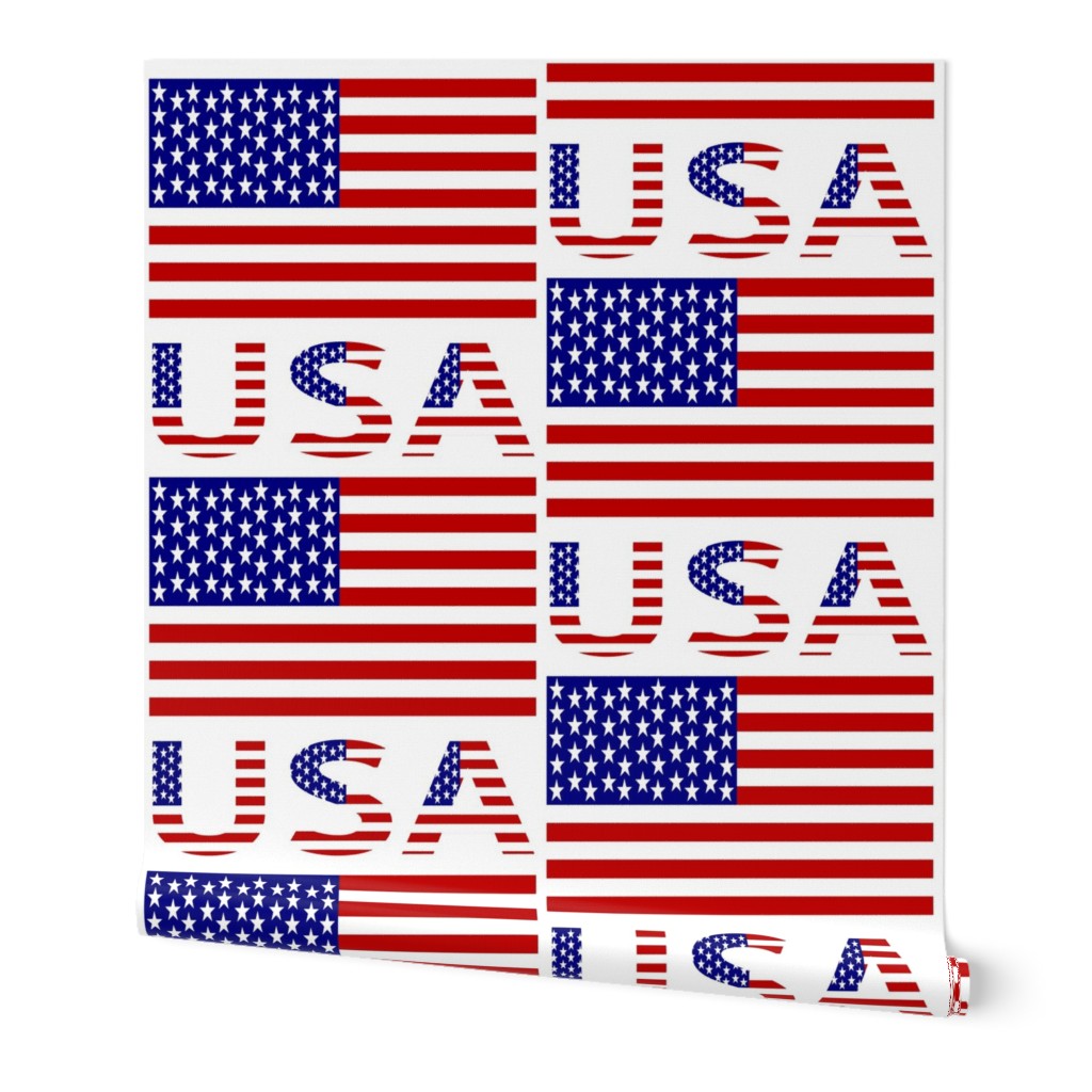 USA Flag & Name Wallpaper | Spoonflower