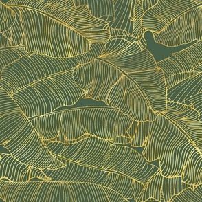 Banana Leaf, Gold  on Jungle Green