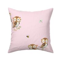 Owl Branch Pink Bee Dragonfly Large