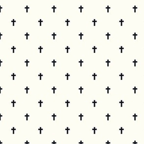 Small Scale - Crosses in Graphite or near black on a Natural Ivory Background