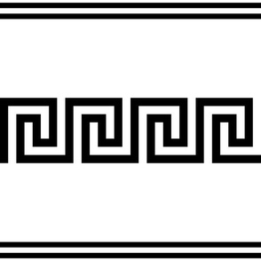 Black greek key, greek fret or meander on a white (unprinted) background