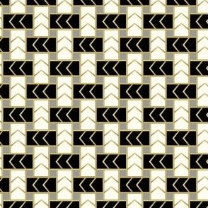 Geometric Weave in Extra Light Ivory, Black on Gray with faux gold gradient