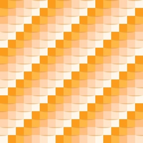 Faux 3D Gingham - diagonal stripes - orange ombre