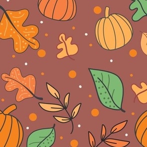 Fall Pumpkin Leaves In Dusty Rose (pink)