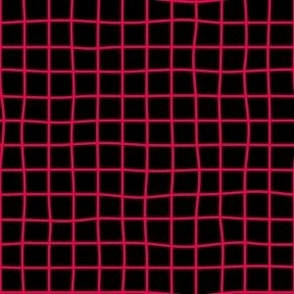Whimsical light red Grid Lines on a black background