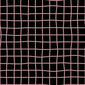 Whimsical medium pink Grid Lines on a black background
