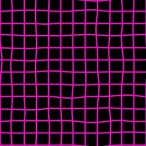 Whimsical fuchsia pink Grid Lines on a black background