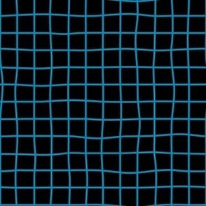 Whimsical medium blue Grid Lines on a black background