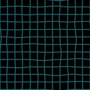 Whimsical deep teal Grid Lines on a black background