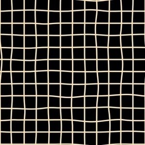 Whimsical vanilla cream Grid Lines on a black background
