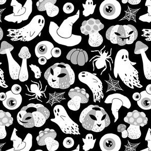 (small) Spooky Halloween black and white