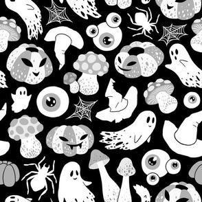 (large) Spooky Halloween black and white