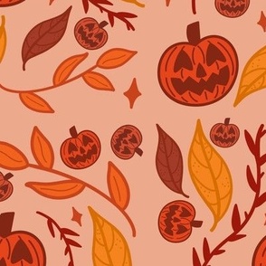 Jack O Lantern Pattern In Beige