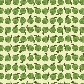 Green Apple Harvest on Pale Yellow Small