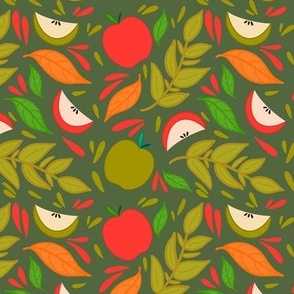 Apple Pattern In Green