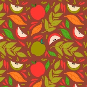 Apple Pattern In Maroon