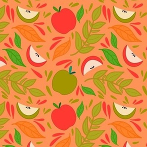Apple Pattern In Peach (orange)