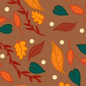 Leaves Pattern In Brown