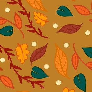 Leaves Pattern In Gold Yellow